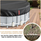LXKCKJ 15 Ft Round Pool Cover, Solar Pool Covers for Above Ground Pools, Summer Pool Cover Protector with Cover Accessories, PE Tarp Ideal for Waterproof and Dustproof (Black)