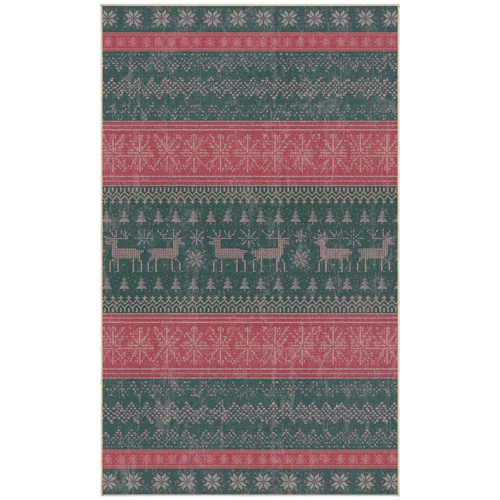 Nakagishi Area Rug Living Room Rugs: Christmas 3x5 Machine Washable Boho Large Neutral Farmhouse Stain Resistant Moroccan Indoor Floor Carpet for Bedroom Nursery Dorm Classroom Dining Room Home