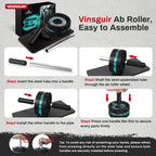 VINSGUIR Ab Roller Wheel, Abs & Core Workout Equipment for Home Gym with Knee Pad Accessories, Abdominal Wheel for Full-body Strength Training (Lake Blue and Blak)