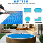 Kakolvan Solar Bubble Hot Tub Spa Cover for 7FT Round Circle Inflatable Swimming Pool Blanket Thermal Floating Insulation 16 Mil Bubble Solar Covers for Indoor Outdoor Spa Hot Tub Wrap Covers