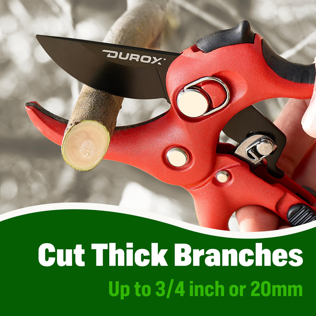 DUROX - Ratchet Pruning Shears, Garden Shears with 3X Cutting Power. Effort-Saving Heavy-Duty Anvil Pruners. Replaceable Blade Cutting Blade Design. Ideal Secateurs for Precise Trimming, Model DGR-01