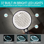 Large Magnifying Glass with 37 LED Light and Case, 10X 20X 45X Handheld Illuminated Lighted Magnifier with 3 Light Modes Rechargeable Magnifying Glass for Seniors Reading, Inspection (White & Black)