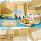 MotBach 100 Pack 5LB Extra Large Paper Food Boats Trays Disposable Paper Boat, Heavy Duty Kraft Food Serving Tray Boat Basket for Snack Popcorn Sandwich Burger Taco BBQ Dessert Fries Nacho