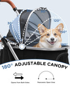 GTPLAYER Pet Stroller for Small Dogs and Cats, One-Click Foldable, Detachable Carrier, Breathable Mesh, 45 lbs Capacity, 2 Safety Leashes, Storage Basket & Cup Holder, Light Blue
