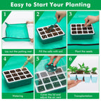 Hanaoyo Reusable Seed Starter Tray with 72 Soft Silicone Cells, 6 Pack Seed Starter Kit with Repotting Mat, Humidity Dome and High Lid, Germination Trays for Indoor Greenhouse Seed Starter