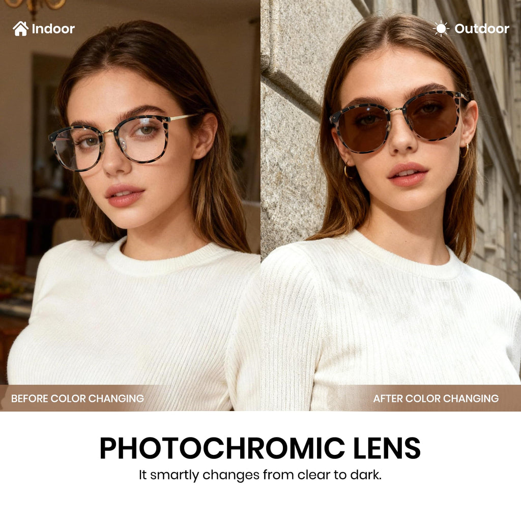 Cyxus Blue Light Glasses Photochromic Lens for Women, Fashionable Computer Glasses on Office Reduce Eye Strain Anti Migraine Great for Working Reading