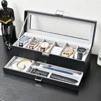 ProCase Watch Box, 6 Slot Watch Display Case with Drawer -Black