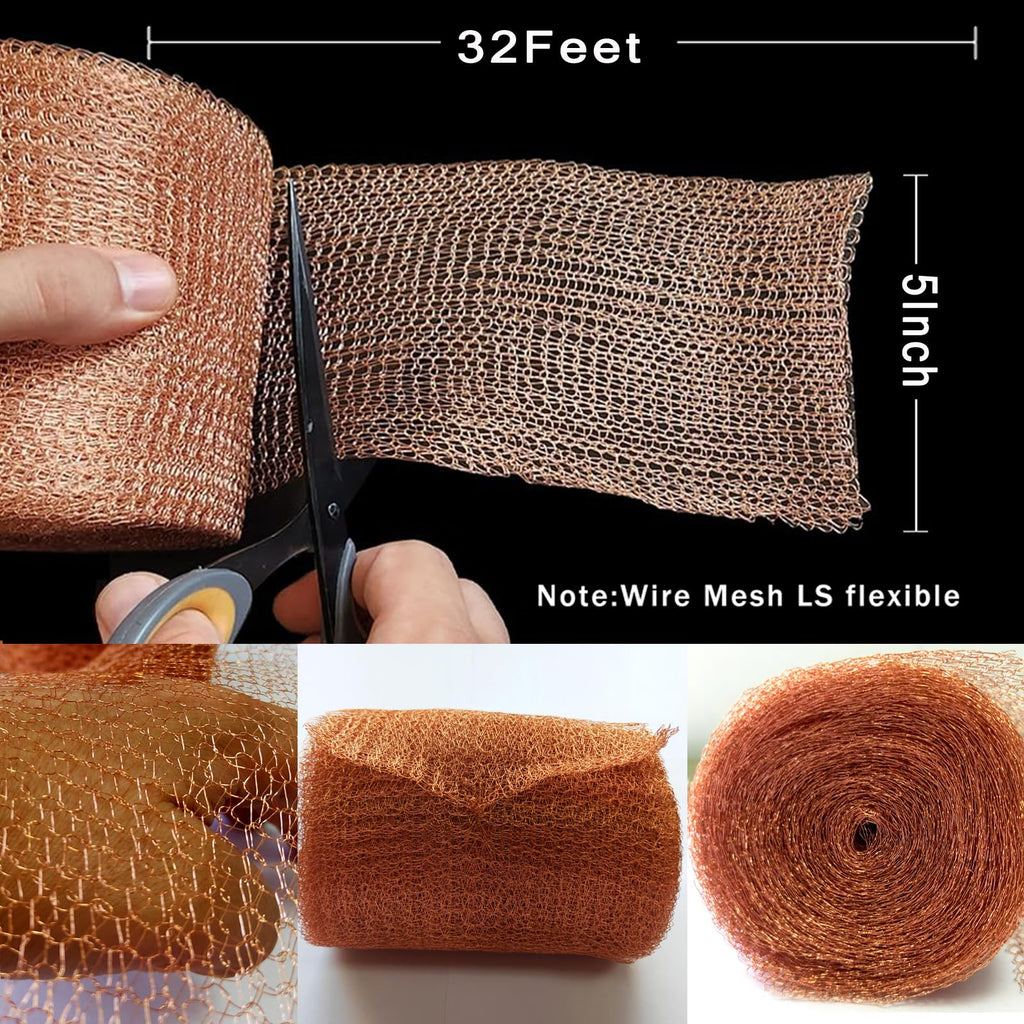 Copper Mesh Screen Chicken Wire Hardware Cloth Copper Wool Rodent Mesh Screen Copper Wire Mesh Screen Mesh Plant Protection 5 Inchx 32 Ft