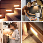 6 Pack Under Cabinet Lighting Wireless, 58 LED Rechargeable Battery Motion Sensor Light Indoor, Stick On Magnetic Closet Lights, Under Counter Lights for Kitchen, Stairs, Warm 14 in