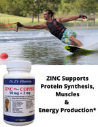 Dr. Z's Vitamins: Zinc Plus Copper-50 MG of Chelated Zinc and 2 MG of Copper- Supports: Energy, Immune System, Skin & Hair -60 Easy to Swallow Tablets