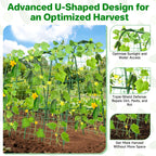 Cucumber Trellis for Raised Bed, U-Shape Garden Trellis for Climbing Plants Outdoor, Metal Arch Trellis for Vegetables, Plant Support for Tomato, Pea, Zucchini(63" L×30" W×47.2" H-Large)