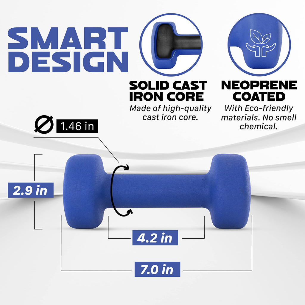 Yes4All 6 lbs Dumbbells Neoprene with Non Slip Grip ��� Great for Total Body Workout ��� Total Weight: 12 lbs (Set of 2)