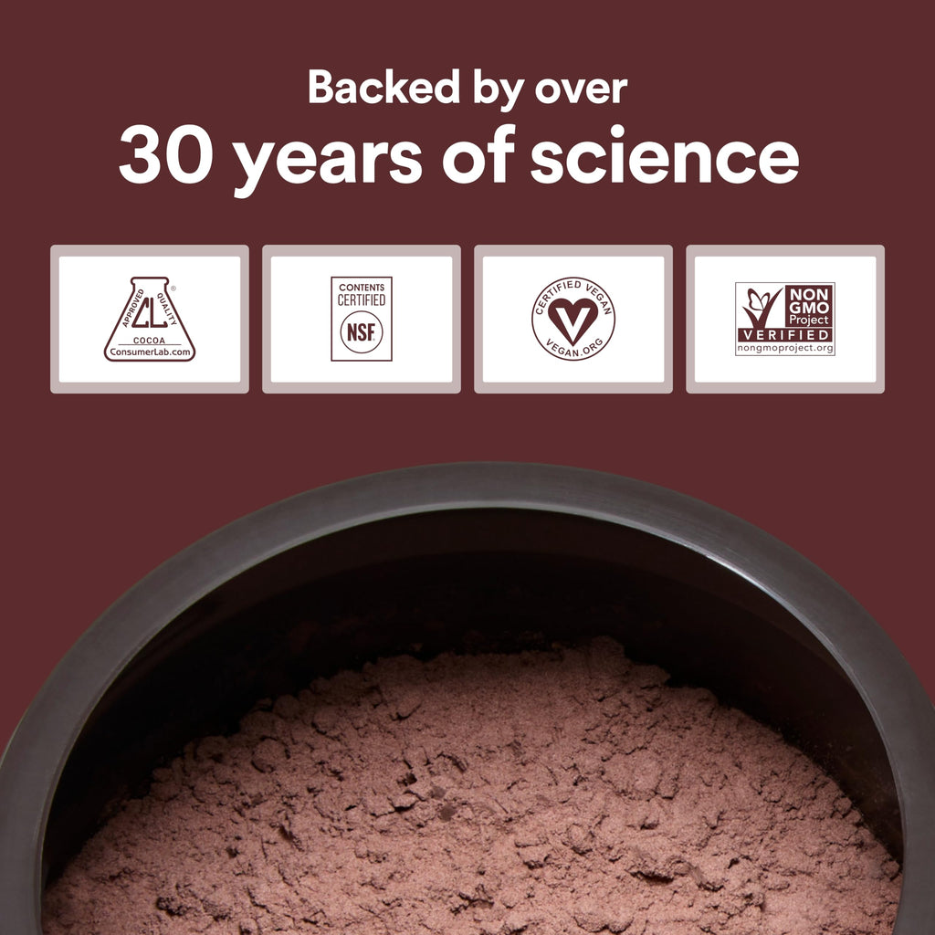 CocoaVia Cocoa Flavanols 500mg – Heart and Brain Support, High Flavanol Cocoa Extract, Boosts Nitric Oxide, Blood Circulation and Memory, Preworkout, Vegan, Gluten-Free, Dark Chocolate, 30-Day