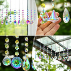 9 PCS Crystal Rainbow Suncatchers, Hanging Crystals Sun Catchers Pendants