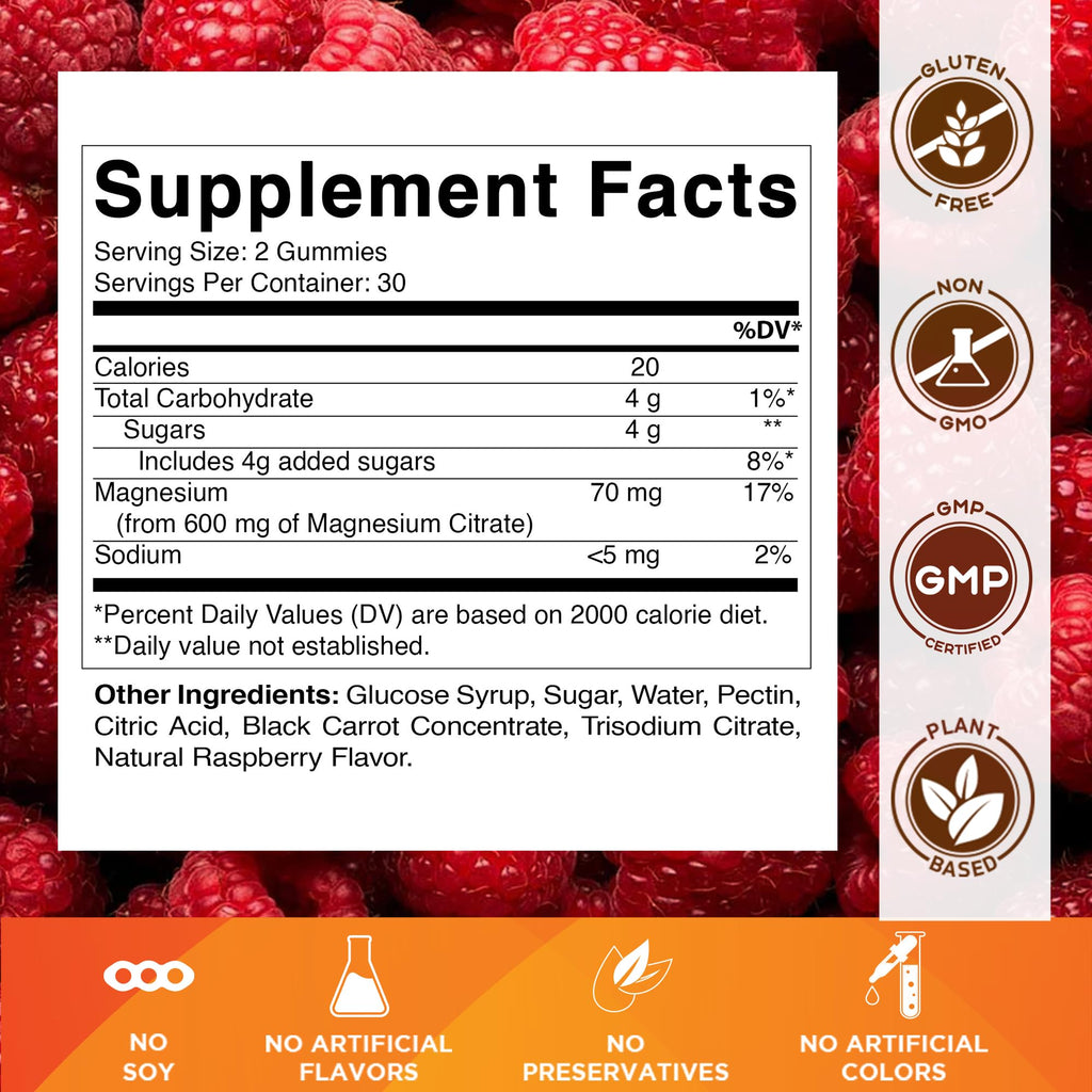 Vitamatic Magnesium Citrate Gummies 600mg per Serving - 60 Count - Promotes Healthy Relaxation, Muscle, Bone, & Energy Support (Pack of 2)