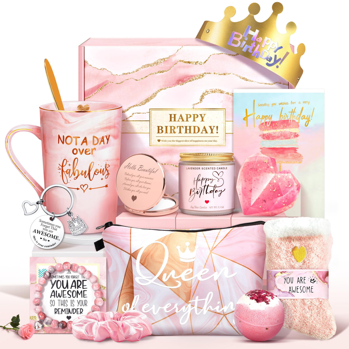 Jumway Not A Day Over Fabulous Mug Gifts Set- Birthday Gifts for Women - Funny Birthday Gift Ideas for Her,Friends, Coworkers, Her, Wife, Mom, Daughter, Sister, Aunt Ceramic Marble Mug 14 Oz