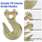 2 Pack 1/2" Chain Hook, Grade 70 Forged Steel Clevis Grab Hook for 1/2 Inch Transport Chain, Heavy Duty Tow Hook 12000 Lbs Working Load Limit for Trailer Truck Transport, Safety Chain Hooks