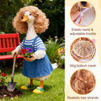 Eccliy 6 Pcs Porch Goose Wigs Dog Cat Pet Outfits Costume Small Funny Pet Wig Cute Lawn Porch Goose Accessories Statue Braid Wig for Holiday Outdoor Garden Patio Yard Goosey Decoration