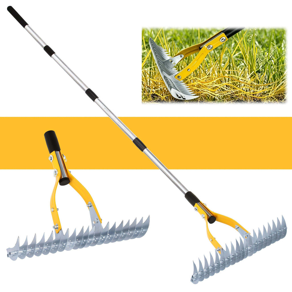 KLDOLLAR Thatch Rake, Dethatcher Rake for Grass to Cleaning Dead Grass