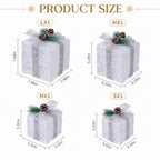 Set of 4 Christmas Lighted Gift Boxes, Battery Operated Xmas Decor