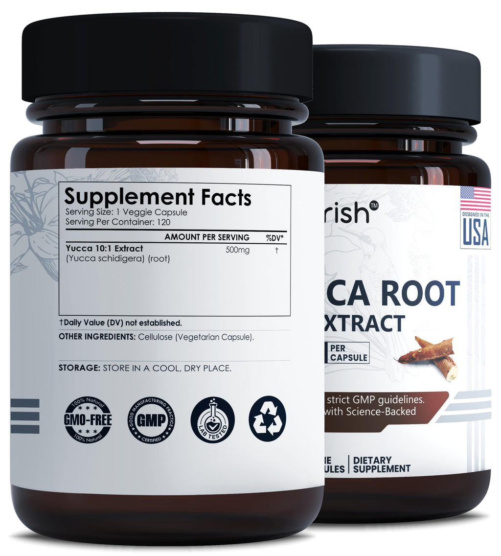 Ayorish Yucca Root Capsules 500mg 120 Count Yucca Root Extract 10:1 Herbal Supplement Plant Based Botanical Capsules Vegan Non GMO Herbal Extract Capsules