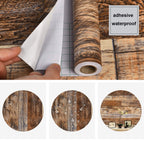 WENMER 17.71 inch x 236 inch Brown Wood Peel and Stick Wallpaper Shiplap Self Adhesive Wall Paper Wood Plank Wallpaper for Countertop Cabinet Shelf Drawer Wall Door