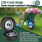8-Inch Flat-free Tire and Wheel, 2.50-4 Solid Tire Replacement with 5/8 Bearings, 2.2" Offset Hub Compatible with Hand Truck, Garden Wagon, Trolley Dolly (2 Pack)