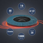 WORKPRO 10-Pack Flap Discs, 4-1/2-inch, Arbor Size 7/8-inch, T29 Zirconia Abrasive Grinding Wheel and Flap Sanding Disc, Includes 60 Grit