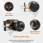 Probrico Entry Door Knob Keyed Alike with Single Cylinder Deadbolt Combination, Oil-Rubbed Bronze, 5 Pack