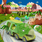 Veslier Dinosaur Car Toys for2 3 4 5 Years Old Boys, Friction Power Carrier Truck with 4 Pack Small Pull Back Dino Car, Christmas Birthday Gift for 3+ Boy Girl Kids Toddlers