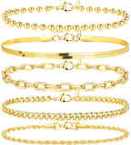Poxtex Extra Large Anklets for Women Large Ankle, 14K Real Gold Dainty Anklets for Women Waterproof, 10"+2" Adjustable Large Ankle Bracelets for Women Plus Size, Ankle Bracelets for Women Trendy,