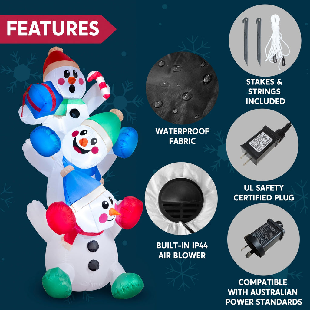 Joiedomi 6 FT Christmas Inflatable Decoration Stacked Snowman with Build-in LEDs Blow Up Inflatables for Xmas Party, Home Indoor Outdoor Christmas D��cor Yard Garden Lawn Winter Holiday Supplies D��cor