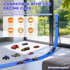 Flexible Race Track Toys for Kids: 15ft Flexible Car Track with Suction Cups - Portable Roll-Up DIY Racetrack Compatible with 1:64 Scale Diecast Cars for Boys & Girls Ages 3+