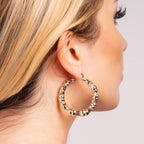 Barzel 18k Gold Plated Bamboo Hoop Earrings for Women, 40MM X 40MM - Made In Brazil