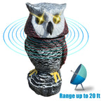 Ugold Solar Powered Garden Owl with Motion Detection, Rotating Head, Realistic Hoots and Silent Mode, Outdoor Statue and Sculpture, Owl Decoration for Home, Garden, Patio and Lawn