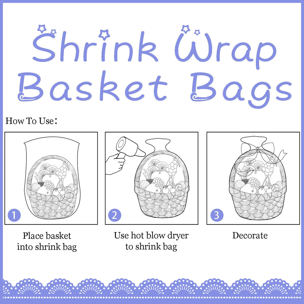 Shrink Wrap 50 Pcs 15x21 Inches Clear PVC Heat Shrink Wrap Bags for Packagaing Gift Basket and Homemade DIY Projects