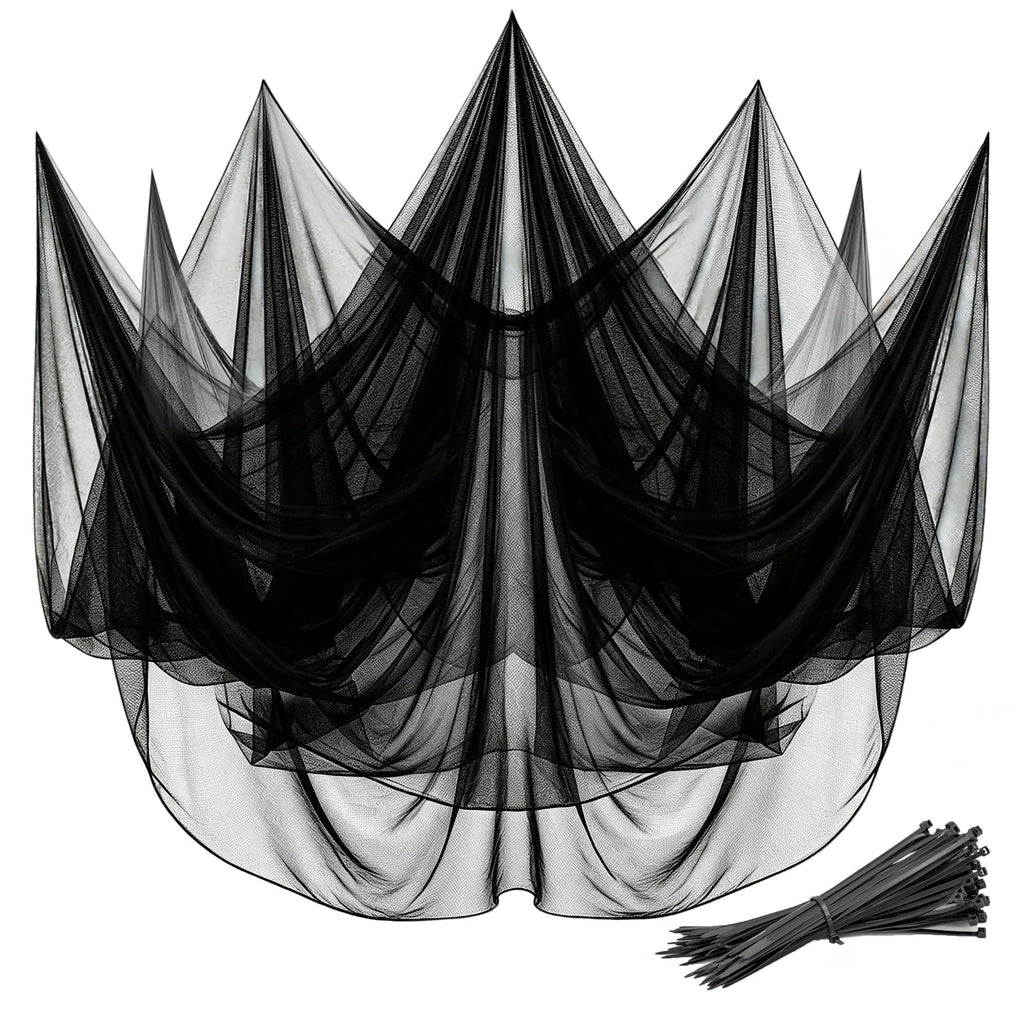 Mosquito Netting,10x50 FT Mosquito Mesh Net,Insect Bird Bug Screen for Patio Garden Vegetables Fruits Protection,Black Bed Curtains with 100 Pcs Straps