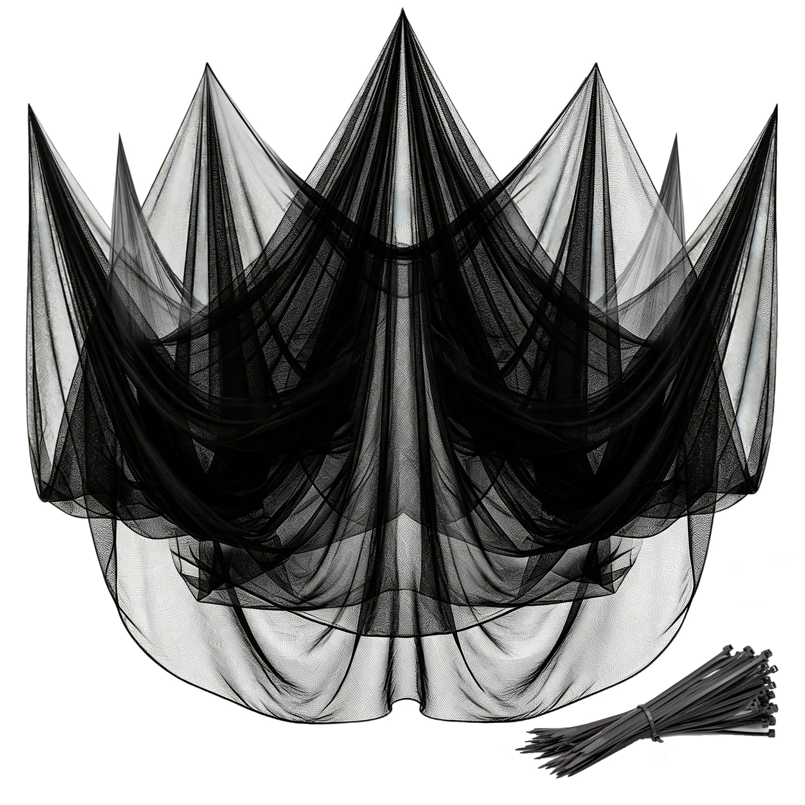 Mosquito Netting,10x50 FT Mosquito Mesh Net,Insect Bird Bug Screen for Patio Garden Vegetables Fruits Protection,Black Bed Curtains with 100 Pcs Straps