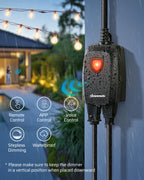 DEWENWILS Outdoor Dimmer for String Lights, Smart Dimmer Plug with Remote, Compatible with Alexa & Google Home, Waterproof, 100FT Range, Remote Dimming for Dimmable LED/Tungsten Bulbs, 2.4GHz Only