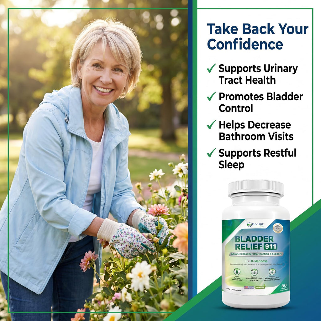 Phytage Labs Bladder Relief 911 – Advanced Urinary Tract & Bladder Support Supplement for Men and Women – with 1000mg D-Mannose, Cranberry Extract, Hibiscus & Dandelion Root (3-Pack)
