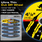 PRETEC Grinding & Cutting Wheels 4 1/2 inch Set,Angle Grinder Wheel Set,Cut Off Wheels 8 PCS,Grinding Wheel,4.5” Flap Discs for Angle Grinder for Cutting Grinding 8+1+1 PC