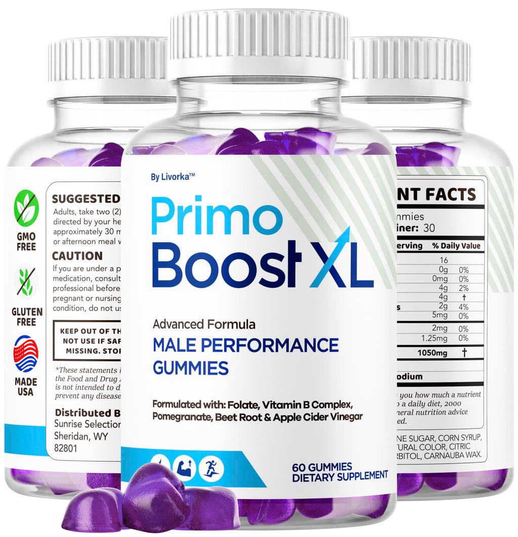 Primo Boost XL Gummies - Official PrimoBoost XL Advanced Premium Supplement for Men Support - Maximum Strength, Natural Primo BoostXL for Overall Health & Wellness, 60 Gummies for 1 Month