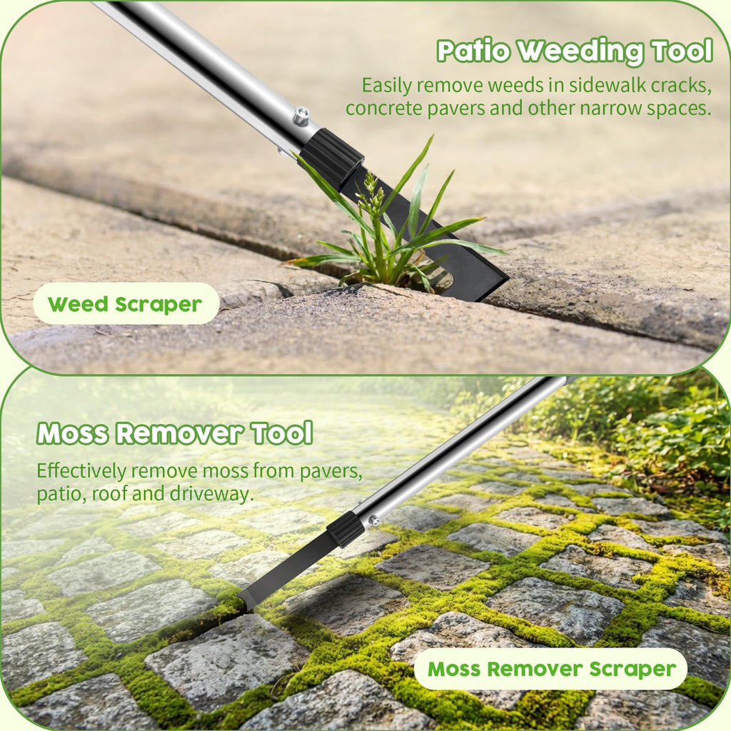 PIMEKOY Crack Weeder Tool Set, 3 Different Weed Remover Tool Head for Paver