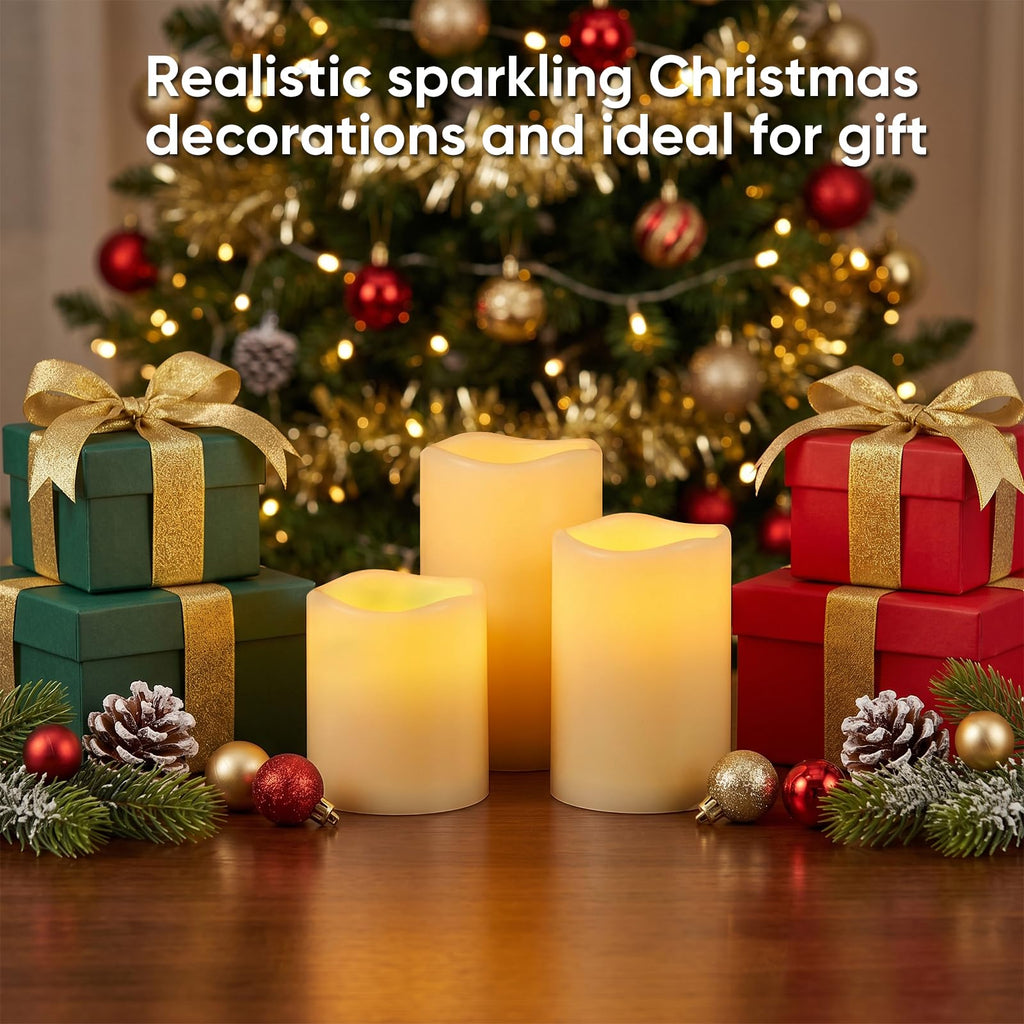 Amagic Waterproof Outdoor Flameless Candles with Timer, Battery Operated Candles with Remote Control, Electric LED Pillar Candle for Outside Patio, Garden, Wedding Decor, D3 x H4 5" 6", Set of 9