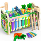 Amtreen 6-in-1 Wooden Montessori Toys for 1 2 3 Year Old, Mole-Tapping Game