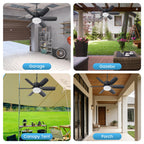 Fanspex 20.5'' Plug in Ceiling Fan with Light for Gazebo Patio Canopy Tent Porch RV, 5 Fan Speeds with Adjust Lighting & Remote Control (Black)