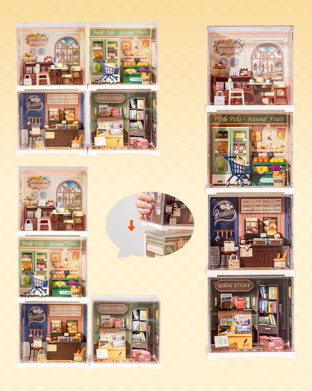 Rolife Mini Super Creator Series, DIY Miniature Memory Book Store Dollhouse House Kit, Bulid Scenary for Action Collectible Figures,Creative Gifts for Women Kid Adults