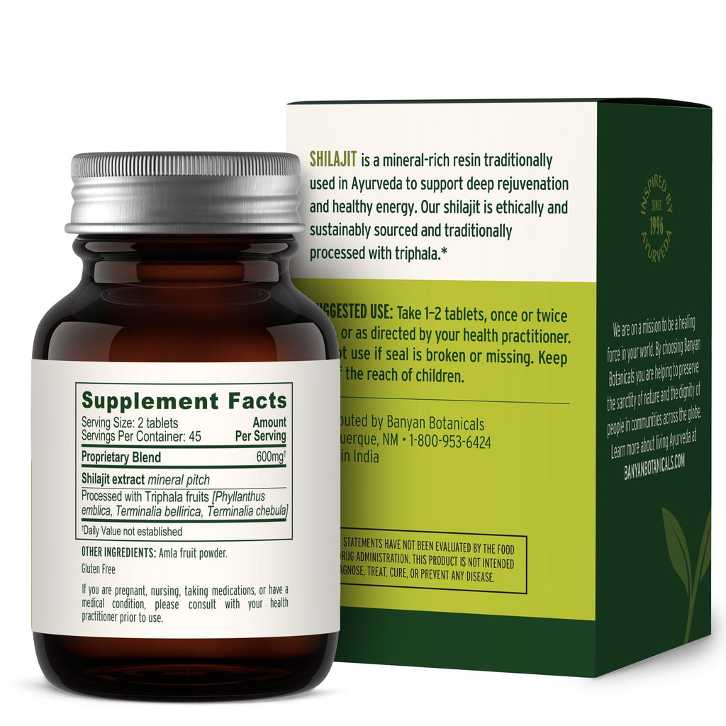 Banyan Botanicals Shilajit – 90 Pure Pressed Tablets for Energy & Vitality*