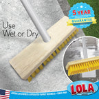 LOLA Deck Scrub Brush Outdoor Broom, Durable Bristles Remove Dirt, Grime, Grout, Leaves, Snow on Patios, Decks, Wet or Dry, 2 Pack