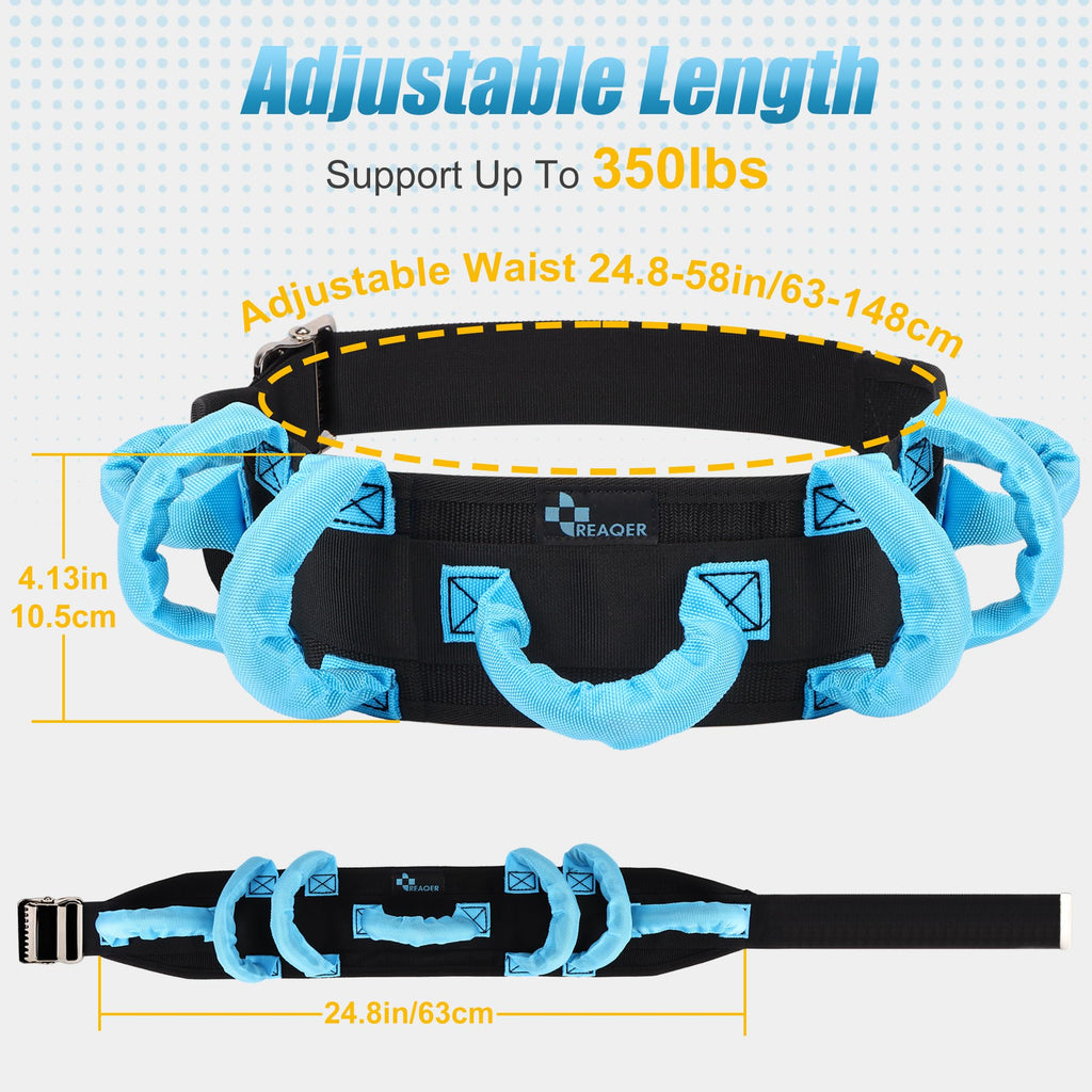 REAQER Gait Belt Transfer Belts for Lifting Seniors Walking and Standing Assist Aid for Bariatric, Elderly, Handicap, Occupational & Physical TherapyCaregiver Nurse Therapist